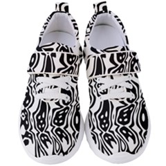 Black And White Abstract Stripe Pattern Women s Velcro Strap Shoes by SpinnyChairDesigns