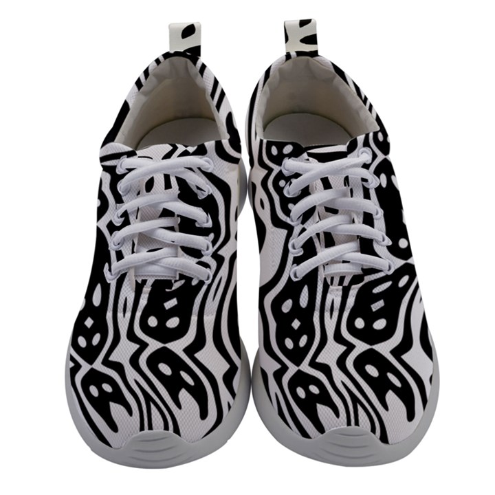 Black and White Abstract Stripe Pattern Athletic Shoes