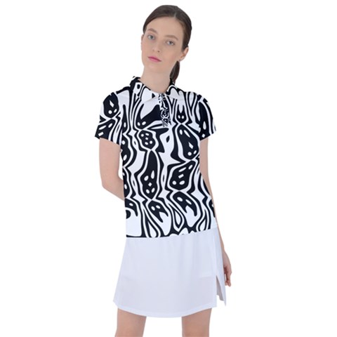 Black And White Abstract Stripe Pattern Women s Polo Tee by SpinnyChairDesigns