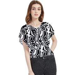 Black And White Abstract Stripe Pattern Butterfly Chiffon Blouse