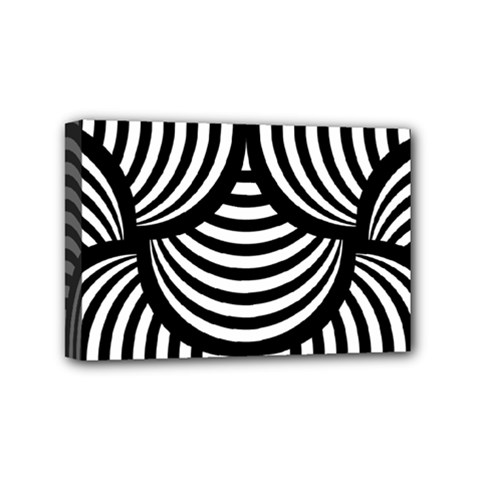 Abstract Black And White Shell Pattern Mini Canvas 6  X 4  (stretched) by SpinnyChairDesigns