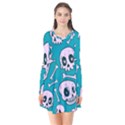 Skull Long Sleeve V-neck Flare Dress View1