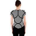 Abstract Black and White Shell Pattern Crew Neck Crop Top View2