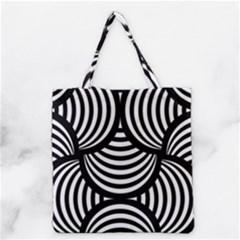 Abstract Black And White Shell Pattern Grocery Tote Bag by SpinnyChairDesigns