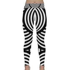 Abstract Black And White Shell Pattern Classic Yoga Leggings by SpinnyChairDesigns