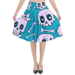 Skull Flared Midi Skirt by Sobalvarro