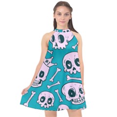 Skull Halter Neckline Chiffon Dress  by Sobalvarro