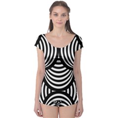 Abstract Black And White Shell Pattern Boyleg Leotard  by SpinnyChairDesigns