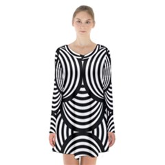 Abstract Black And White Shell Pattern Long Sleeve Velvet V-neck Dress by SpinnyChairDesigns