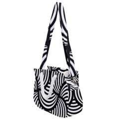 Abstract Black And White Shell Pattern Rope Handles Shoulder Strap Bag by SpinnyChairDesigns