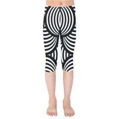 Abstract Black And White Shell Pattern Kids  Capri Leggings  by SpinnyChairDesigns