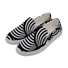 Abstract Black And White Shell Pattern Women s Canvas Slip Ons by SpinnyChairDesigns