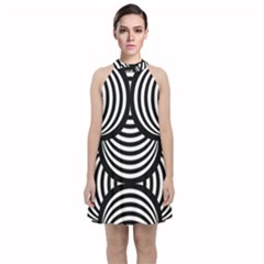 Abstract Black And White Shell Pattern Velvet Halter Neckline Dress  by SpinnyChairDesigns