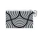 Abstract Black and White Shell Pattern Canvas Cosmetic Bag (Medium) View2