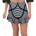 Abstract Black and White Shell Pattern Fishtail Mini Chiffon Skirt View1