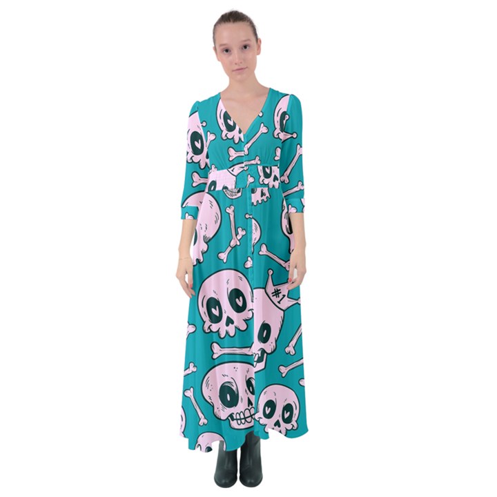 Skull Button Up Maxi Dress