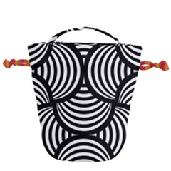 Abstract Black And White Shell Pattern Drawstring Bucket Bag by SpinnyChairDesigns