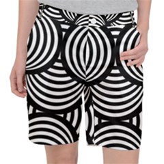 Abstract Black And White Shell Pattern Pocket Shorts by SpinnyChairDesigns