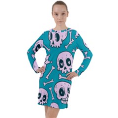 Skull Long Sleeve Hoodie Dress by Sobalvarro