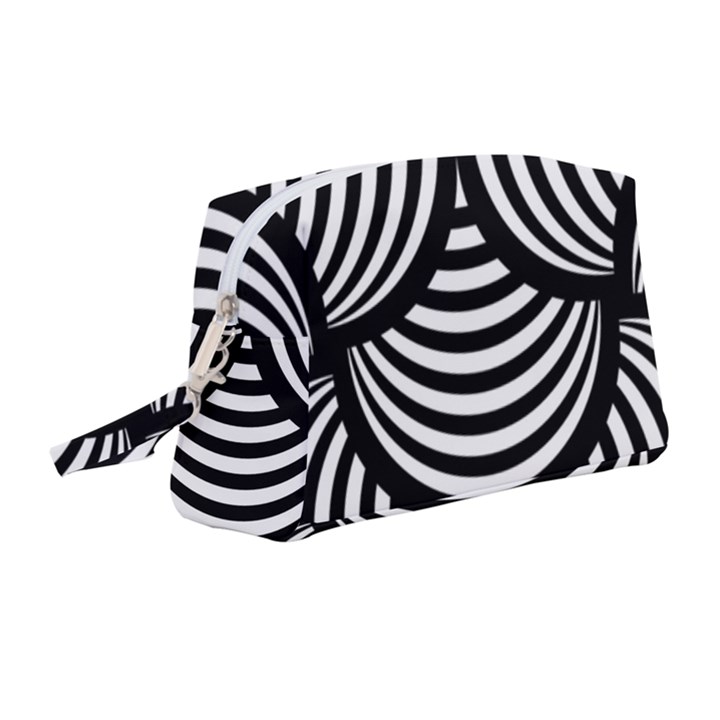 Abstract Black and White Shell Pattern Wristlet Pouch Bag (Medium)