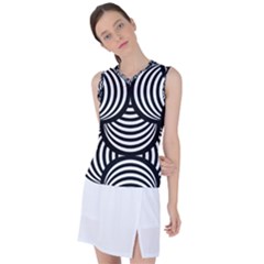 Abstract Black And White Shell Pattern Women s Sleeveless Sports Top by SpinnyChairDesigns