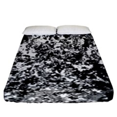 Black And White Grunge Stone Fitted Sheet (king Size) by SpinnyChairDesigns