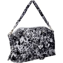 Black And White Grunge Stone Canvas Crossbody Bag by SpinnyChairDesigns