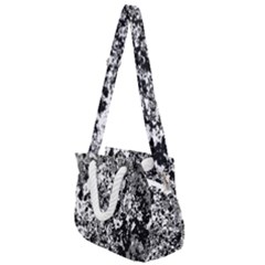 Black And White Grunge Stone Rope Handles Shoulder Strap Bag by SpinnyChairDesigns