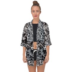 Black And White Grunge Stone Open Front Chiffon Kimono by SpinnyChairDesigns