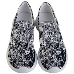 Black And White Grunge Stone Women s Lightweight Slip Ons by SpinnyChairDesigns