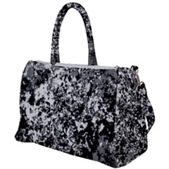 Black And White Grunge Stone Duffel Travel Bag by SpinnyChairDesigns