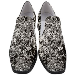 Black And White Grunge Stone Women Slip On Heel Loafers by SpinnyChairDesigns