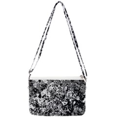 Black And White Grunge Stone Double Gusset Crossbody Bag by SpinnyChairDesigns