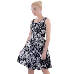 Black And White Grunge Stone Knee Length Skater Dress by SpinnyChairDesigns