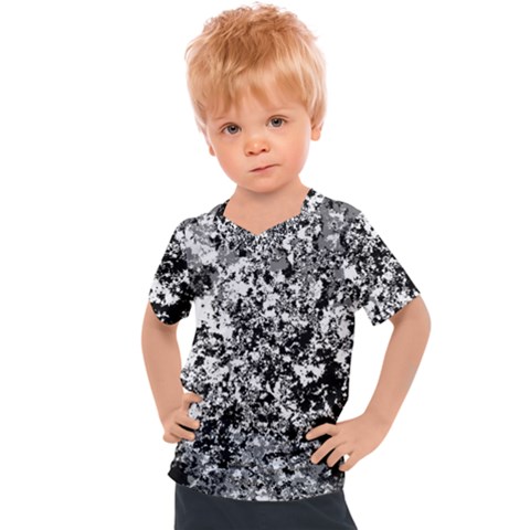 Black And White Grunge Stone Kids  Sports Tee by SpinnyChairDesigns