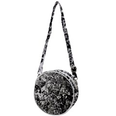 Black And White Grunge Stone Crossbody Circle Bag