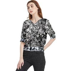 Black And White Grunge Stone Quarter Sleeve Blouse