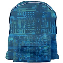 Blue Green Abstract Art Geometric Pattern Giant Full Print Backpack by SpinnyChairDesigns