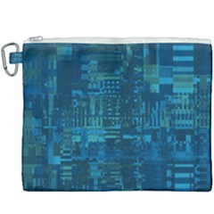 Blue Green Abstract Art Geometric Pattern Canvas Cosmetic Bag (xxxl) by SpinnyChairDesigns