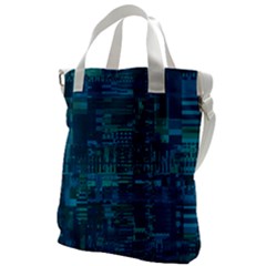 Blue Green Abstract Art Geometric Pattern Canvas Messenger Bag by SpinnyChairDesigns