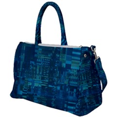 Blue Green Abstract Art Geometric Pattern Duffel Travel Bag by SpinnyChairDesigns