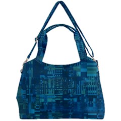 Blue Green Abstract Art Geometric Pattern Double Compartment Shoulder Bag by SpinnyChairDesigns