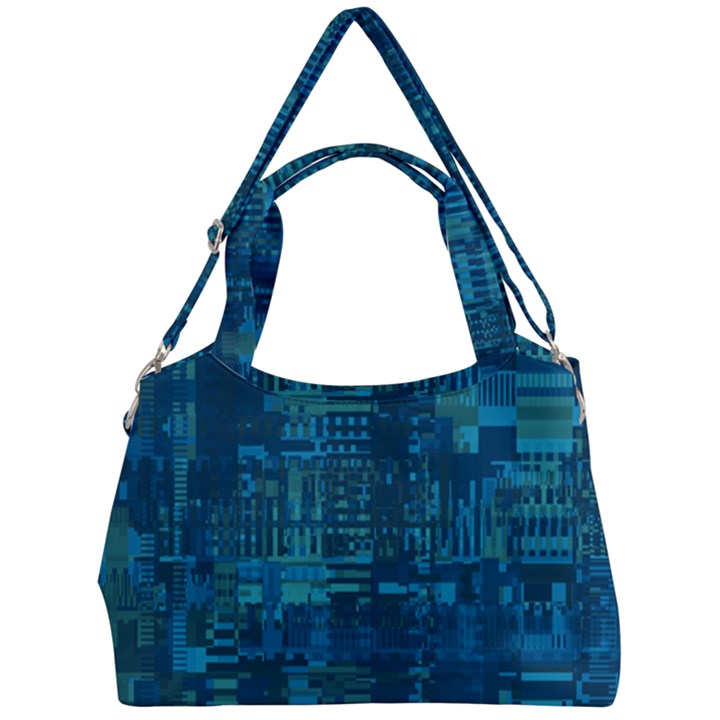 Blue Green Abstract Art Geometric Pattern Double Compartment Shoulder Bag