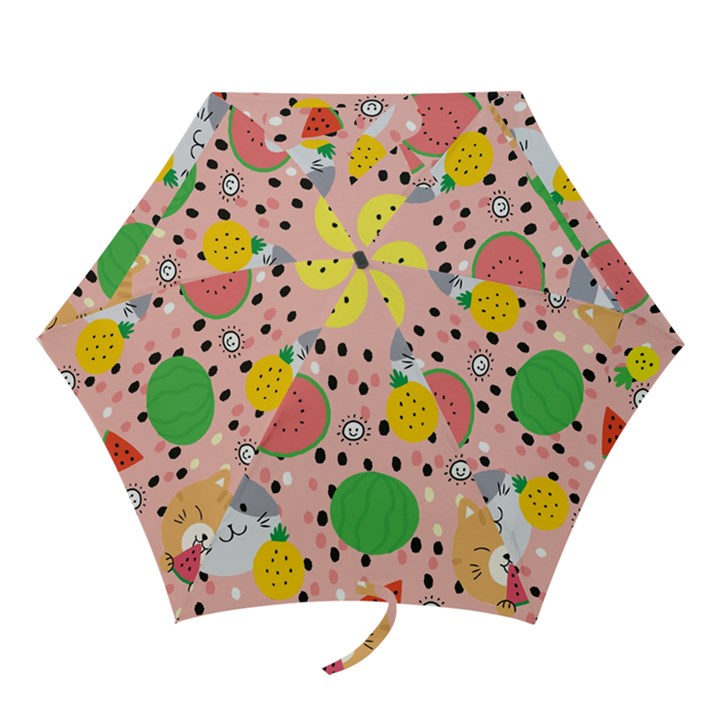 Cats and fruits  Mini Folding Umbrellas