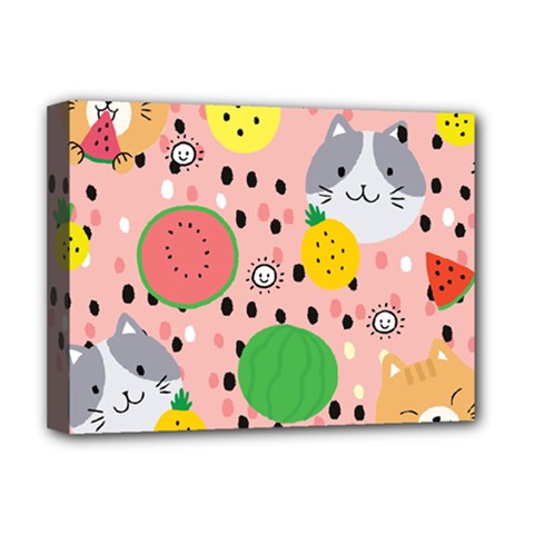 Cats And Fruits  Deluxe Canvas 16  X 12  (stretched)  by Sobalvarro