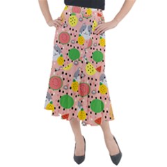 Cats And Fruits  Midi Mermaid Skirt by Sobalvarro