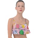 Cats and fruits  Frill Bikini Top View1