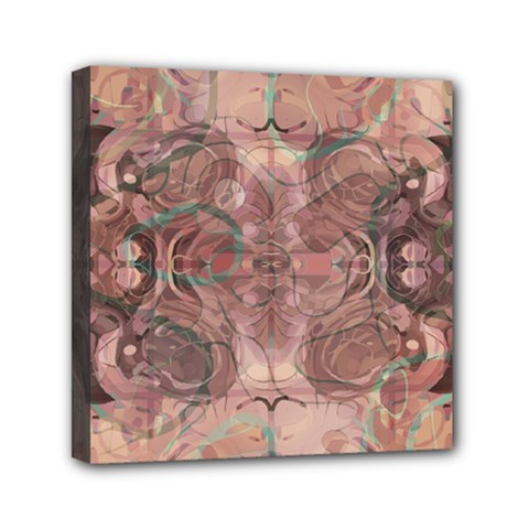 Tea Rose Pink And Brown Abstract Art Color Mini Canvas 6  X 6  (stretched) by SpinnyChairDesigns