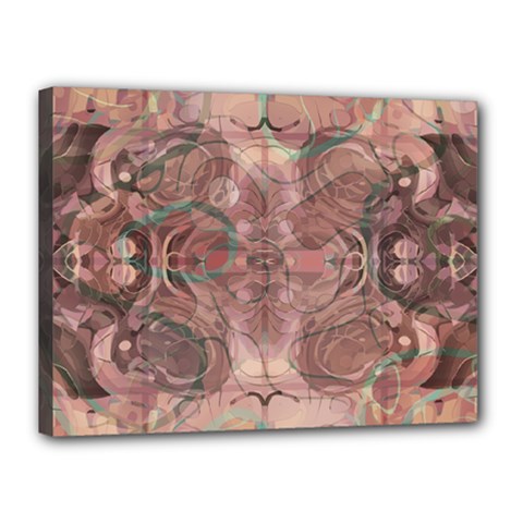 Tea Rose Pink And Brown Abstract Art Color Canvas 16  X 12  (stretched) by SpinnyChairDesigns