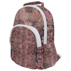 Tea Rose Pink And Brown Abstract Art Color Rounded Multi Pocket Backpack